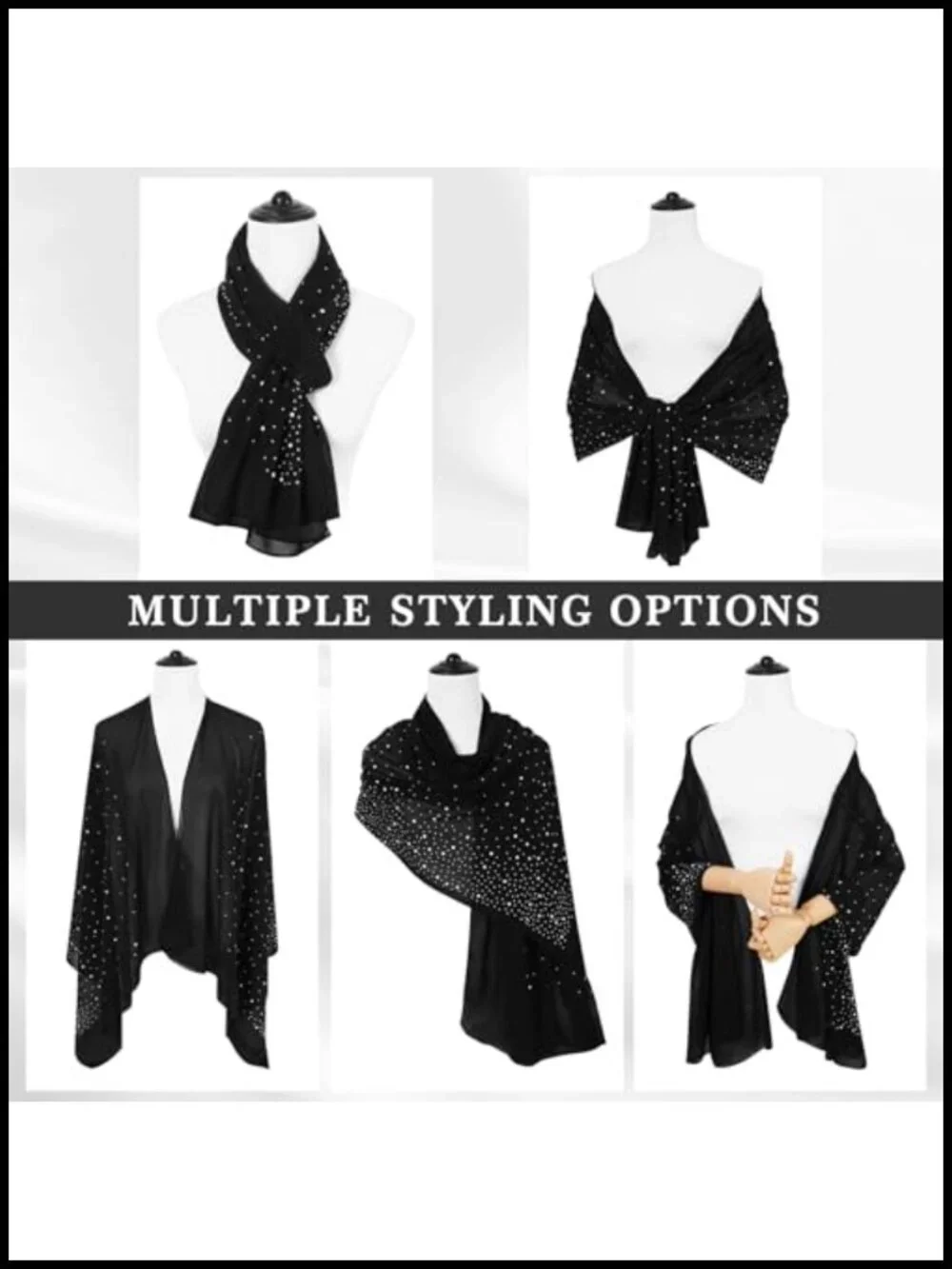 Sparkly Sequin Chiffon Shawl Wrap for Women Evening Wedding Bridal Party Scarf